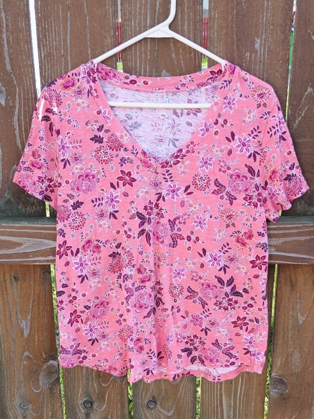 Loft Floral Cotton T-Shirt Top Sz. L